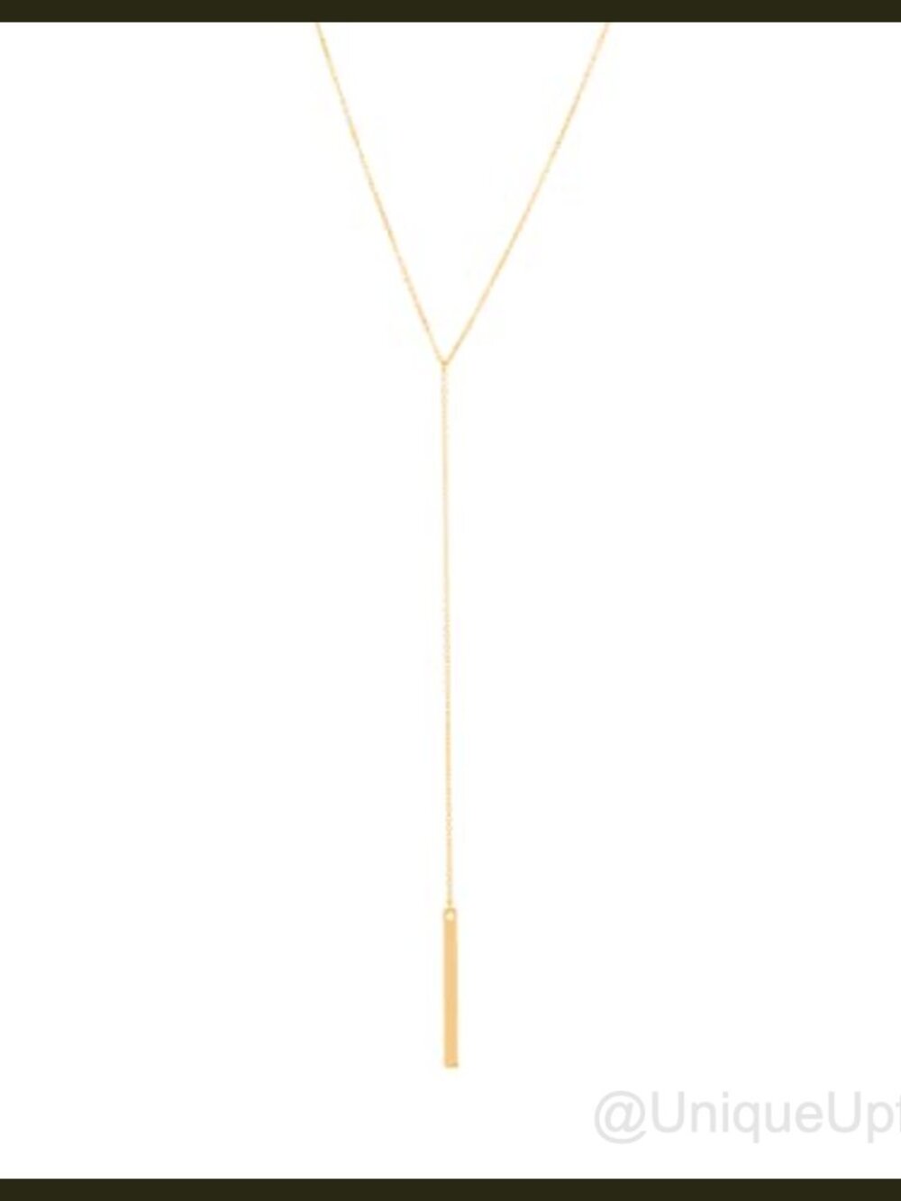 14K Gold Plated Brass Lariat Y Necklace Adjustable Women's Simple Baton
